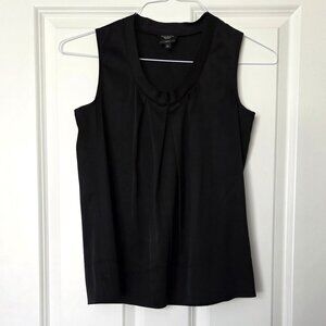 Talbots Silk Black Sleeveless Pleated Front Blouse